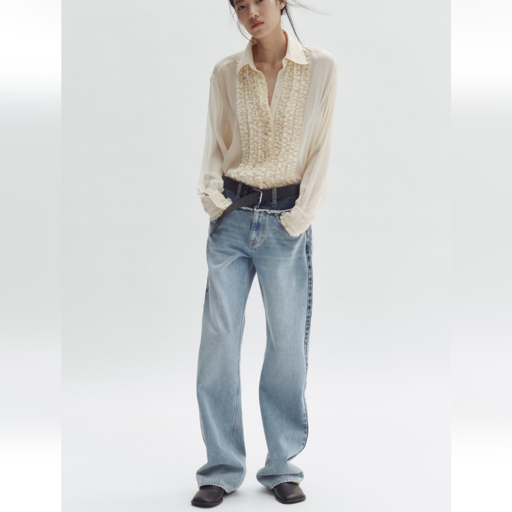 Stella McCartney X H&M Two-Tone Light Blue Straight Leg Jeans Size 10